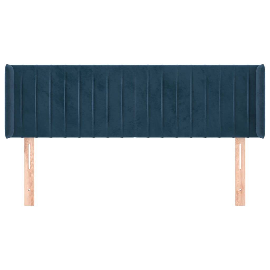 vidaXL Kopfteil mit Ohren Dunkelblau 147x16x78/88 cm Samt