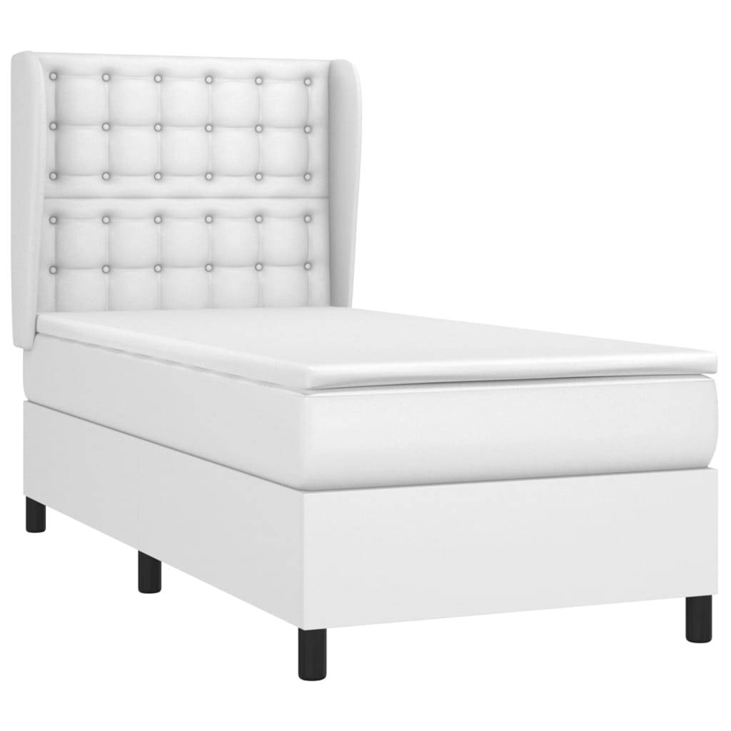 vidaXL Boxspringbett mit Matratze Weiß 80x200 cm Kunstleder