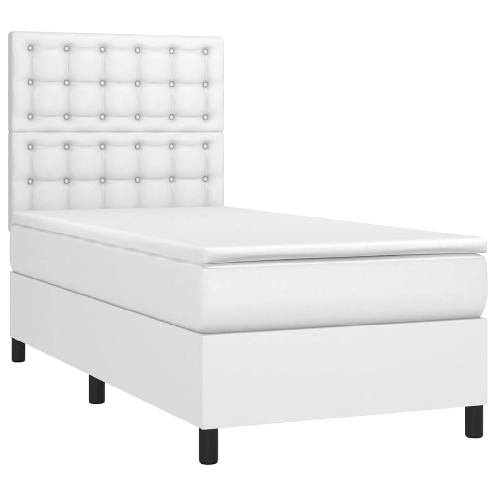 vidaXL Boxspringbett mit Matratze Weiß 80x200 cm Kunstleder