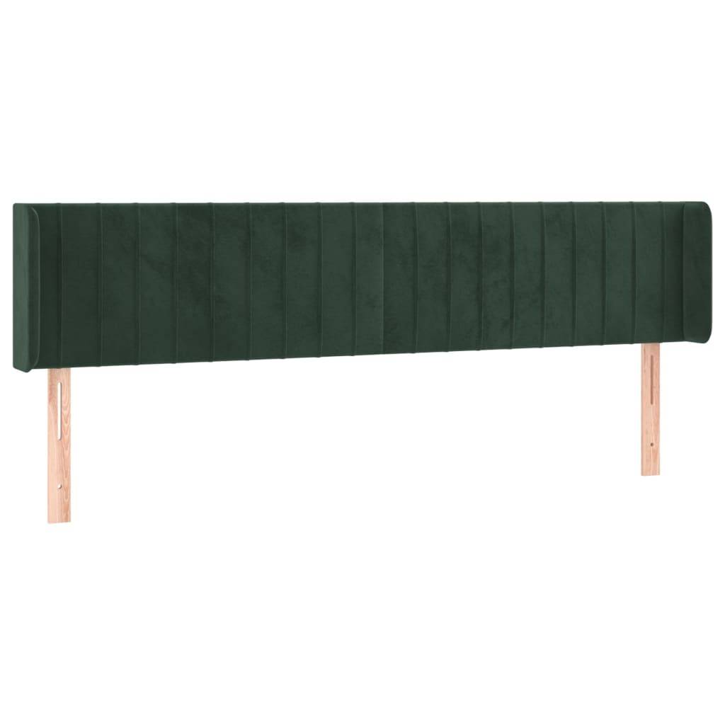 vidaXL Kopfteil mit Ohren Dunkelgrün 203x16x78/88 cm Samt