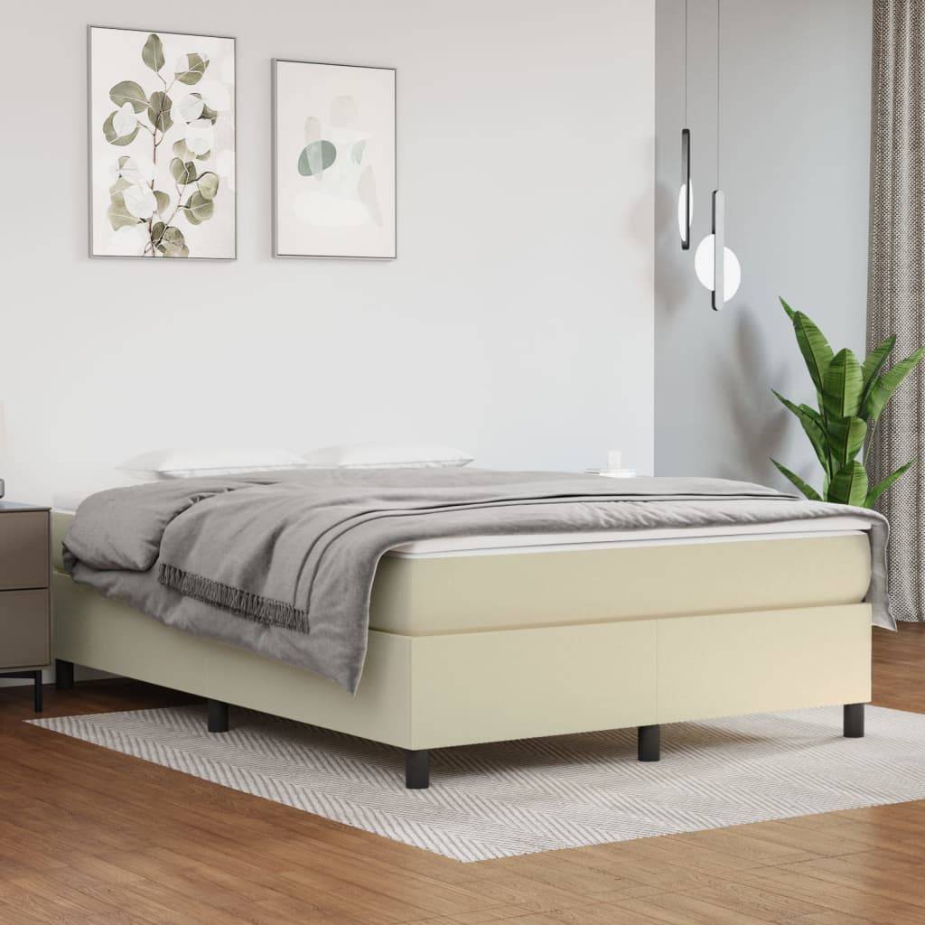 vidaXL Boxspringbett mit Matratze Creme 140x190 cm Kunstleder
