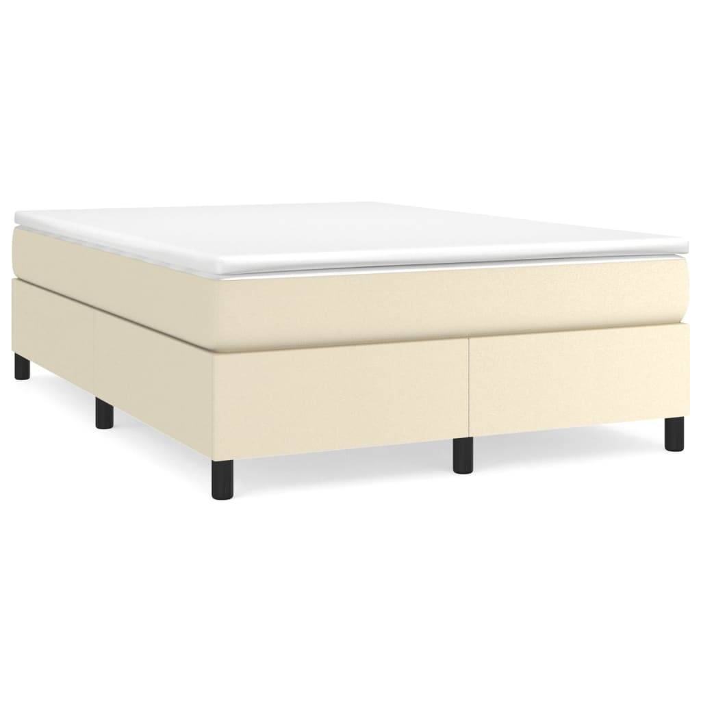 vidaXL Boxspringbett mit Matratze Creme 140x190 cm Kunstleder