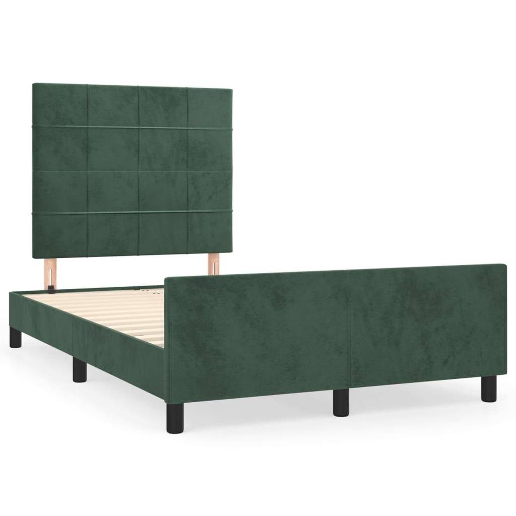 vidaXL Bettgestell ohne Matratze Dunkelgrün 120x200 cm Samt