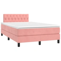 vidaXL Boxspringbett mit Matratze Rosa 120x200 cm Samt vidaXL Boxspringbett mit Matratze Rosa 120x200 cm Samt