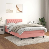 vidaXL Boxspringbett mit Matratze Rosa 120x200 cm Samt vidaXL Boxspringbett mit Matratze Rosa 120x200 cm Samt
