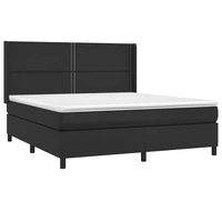 vidaXL Boxspringbett mit Matratze Schwarz 160x200 cm Kunstleder vidaXL Boxspringbett mit Matratze Schwarz 160x200 cm Kunstleder