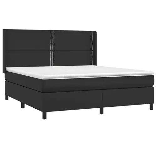 vidaXL Boxspringbett mit Matratze Schwarz 160x200 cm Kunstleder vidaXL Boxspringbett mit Matratze Schwarz 160x200 cm Kunstleder