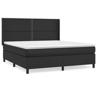 vidaXL Boxspringbett mit Matratze Schwarz 160x200 cm Kunstleder vidaXL Boxspringbett mit Matratze Schwarz 160x200 cm Kunstleder