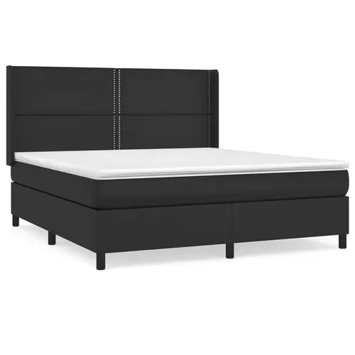 vidaXL Boxspringbett mit Matratze Schwarz 160x200 cm Kunstleder vidaXL Boxspringbett mit Matratze Schwarz 160x200 cm Kunstleder