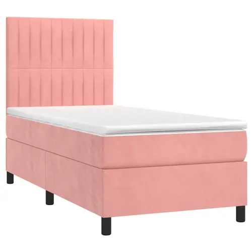 vidaXL Boxspringbett mit Matratze Rosa 100x200 cm Samt vidaXL Boxspringbett mit Matratze Rosa 100x200 cm Samt