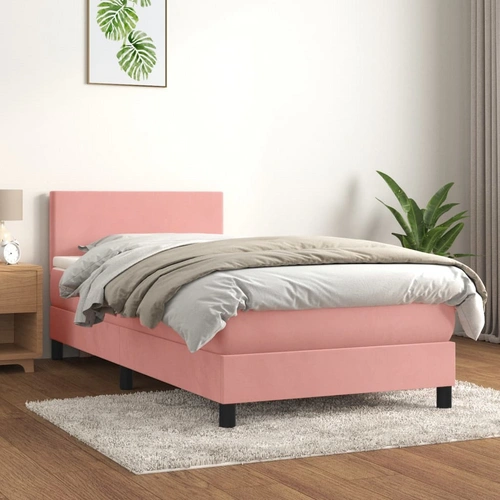 vidaXL Boxspringbett mit Matratze Rosa 90x190 cm Samt vidaXL Boxspringbett mit Matratze Rosa 90x190 cm Samt