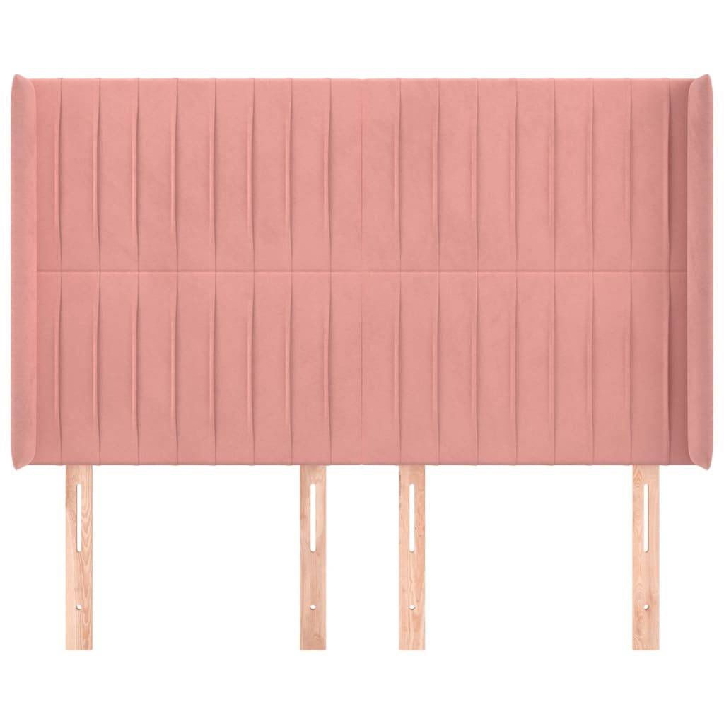 vidaXL Kopfteil mit Ohren Rosa 147x16x118/128 cm Samt