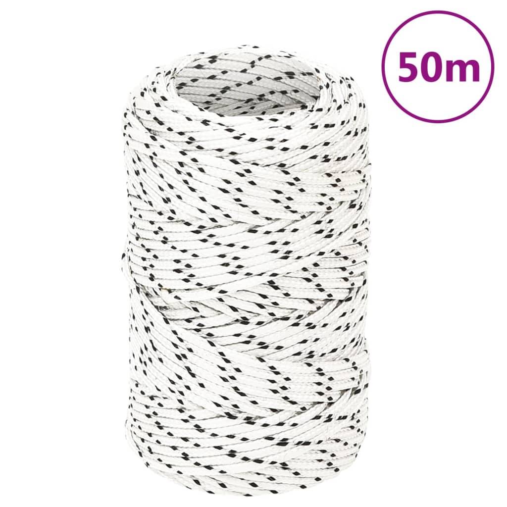 vidaXL Bootsseil Geflochten Weiß 2 mmx50 m Polyester