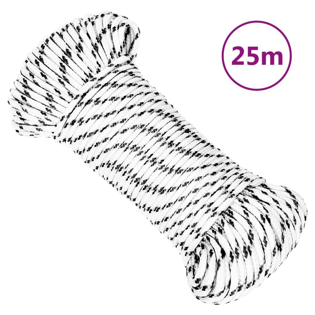 vidaXL Bootsseil Geflochten Weiß 4 mmx25 m Polyester