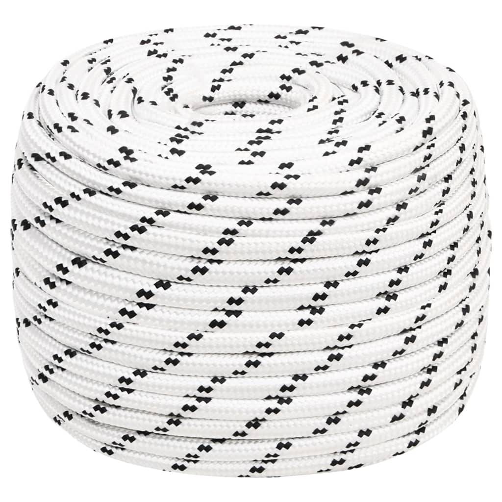 vidaXL Bootsseil Geflochten Weiß 14 mmx250 m Polyester