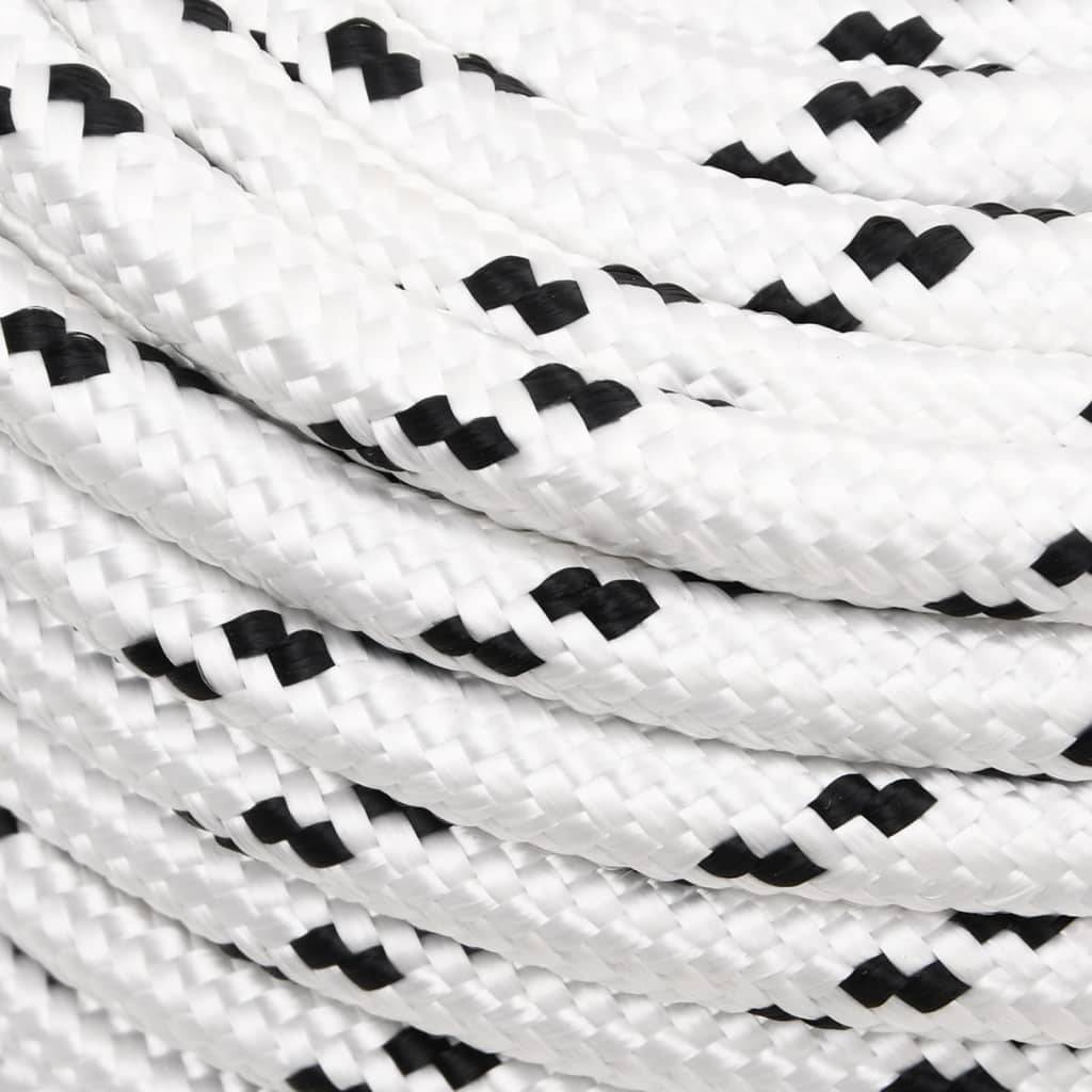 vidaXL Bootsseil Geflochten Weiß 14 mmx25 m Polyester
