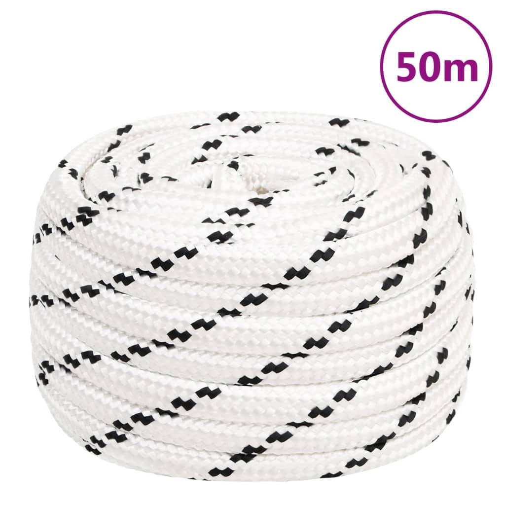 vidaXL Bootsseil Geflochten Weiß 16 mmx50 m Polyester