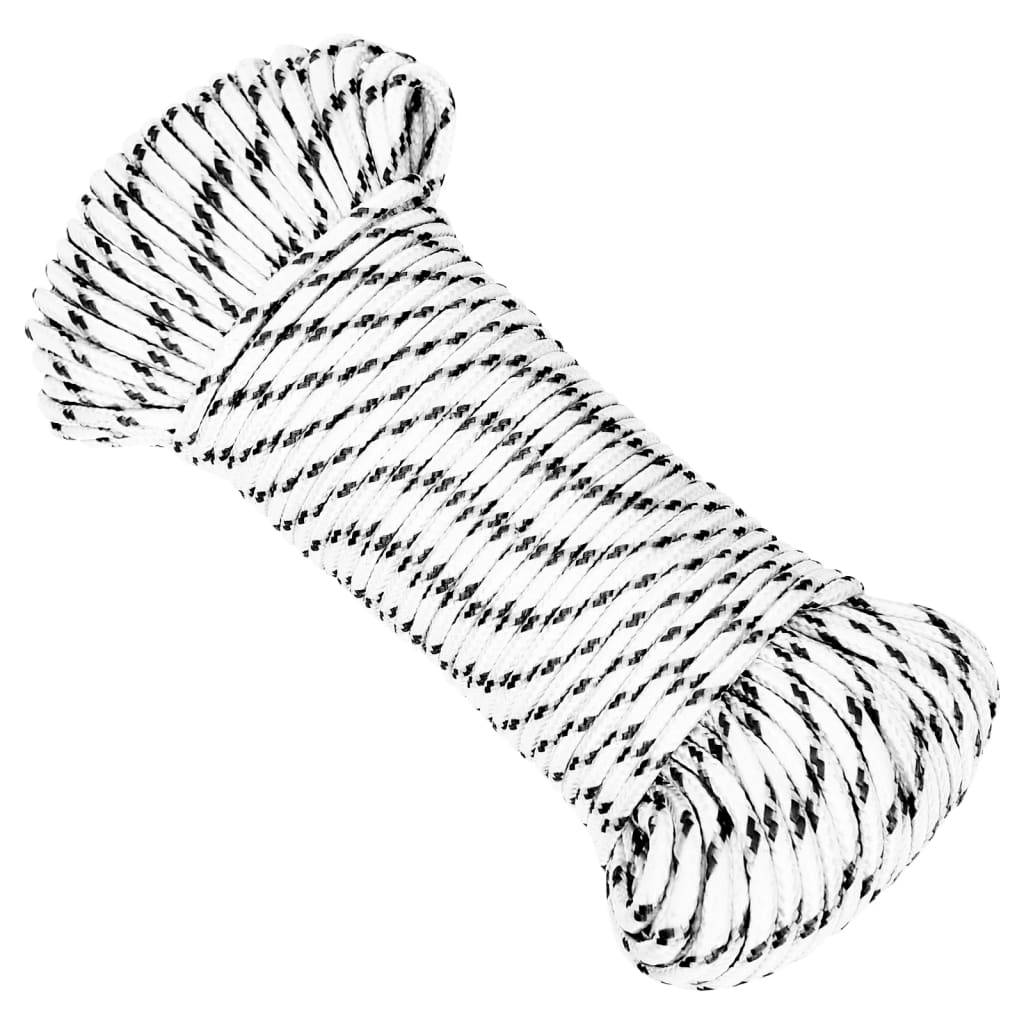 vidaXL Bootsseil Geflochten Weiß 4 mmx250 m Polyester