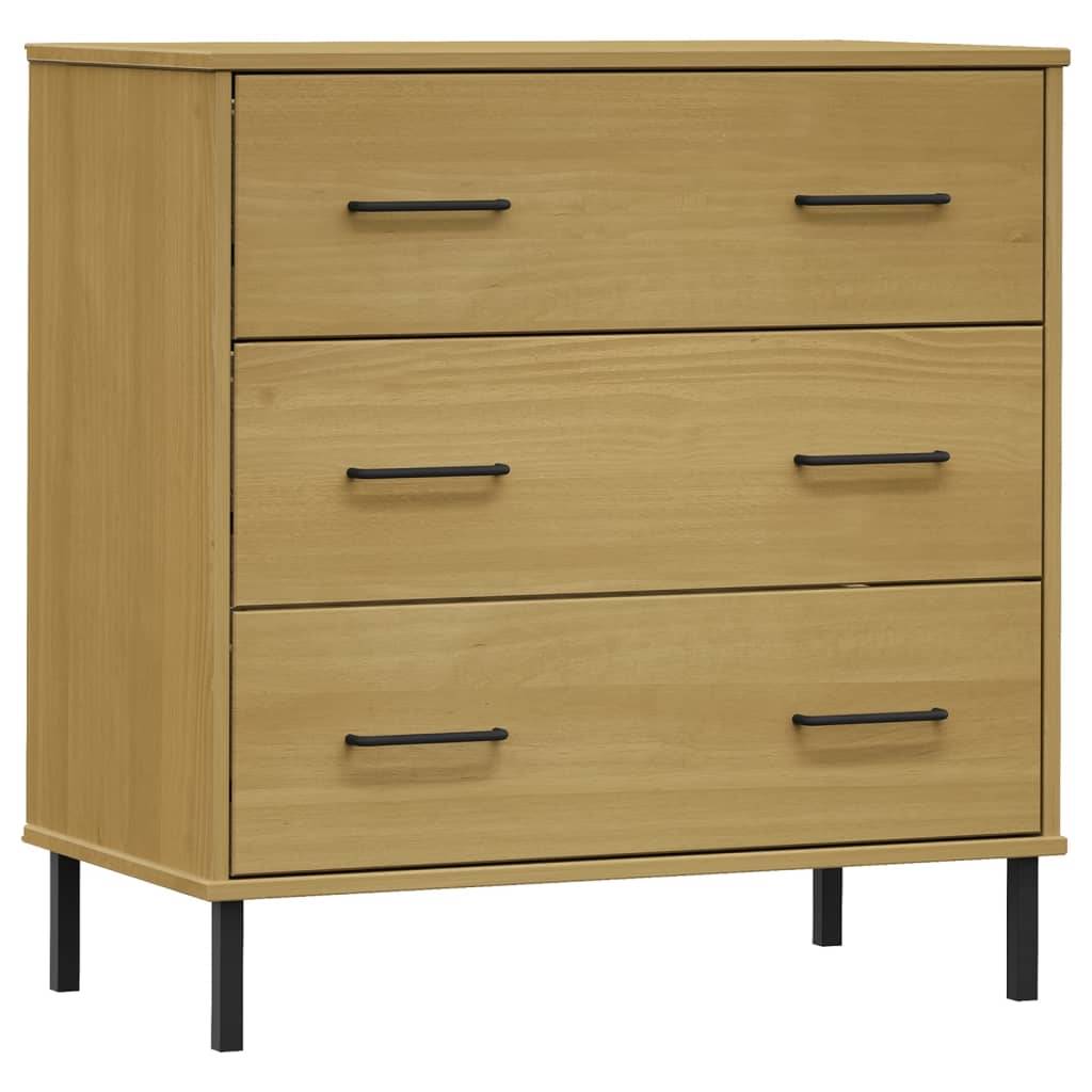 vidaXL Sideboard OSLO mit 3 Schubladen Braun 77x40x79,5 cm Massivholz