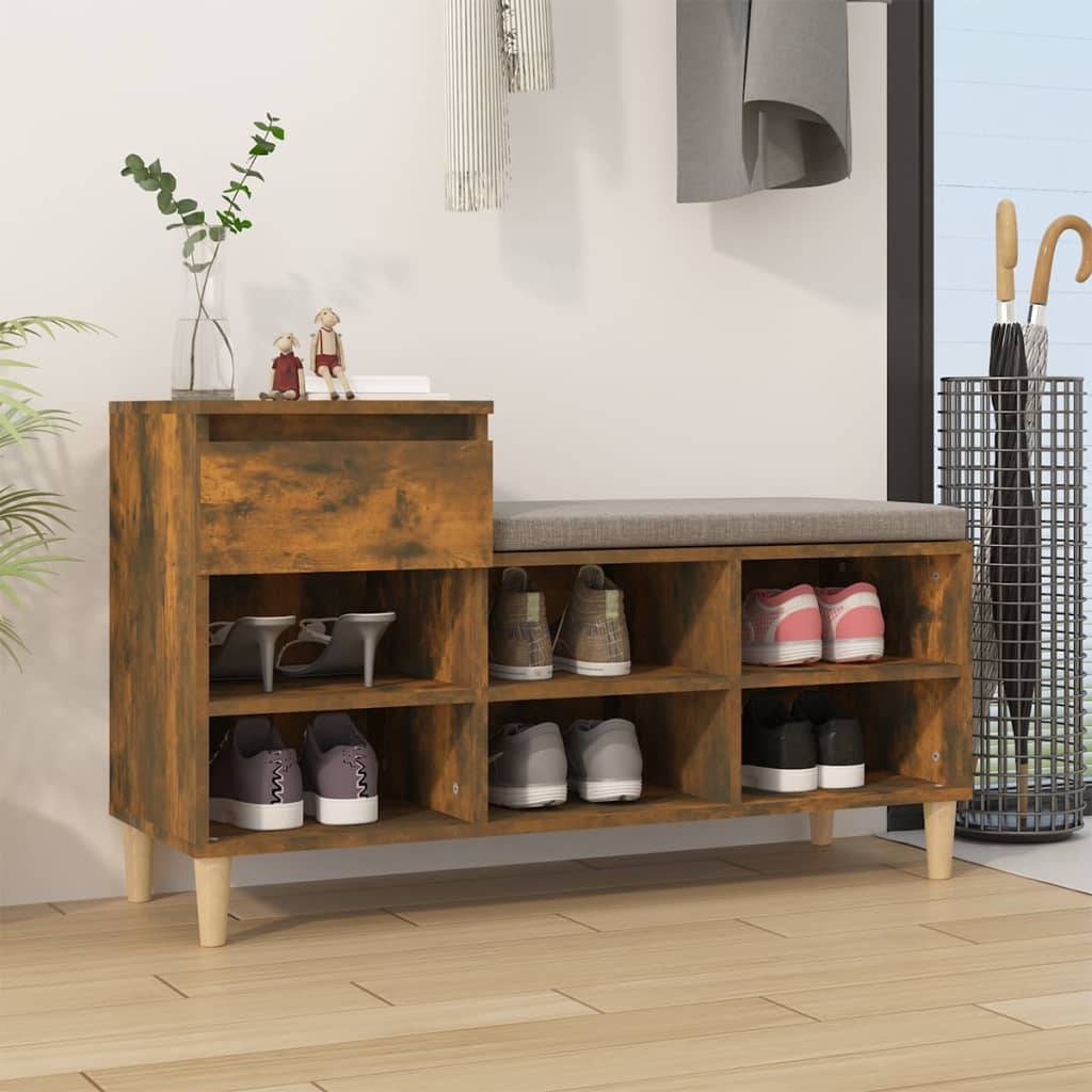 vidaXL Schuhregal Räuchereiche 102x36x60 cm Holzwerkstoff