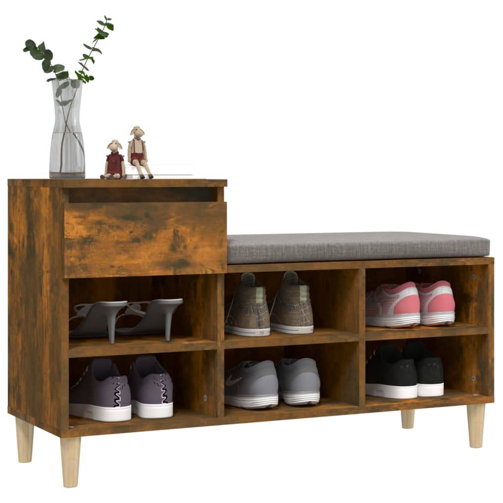 vidaXL Schuhregal Räuchereiche 102x36x60 cm Holzwerkstoff