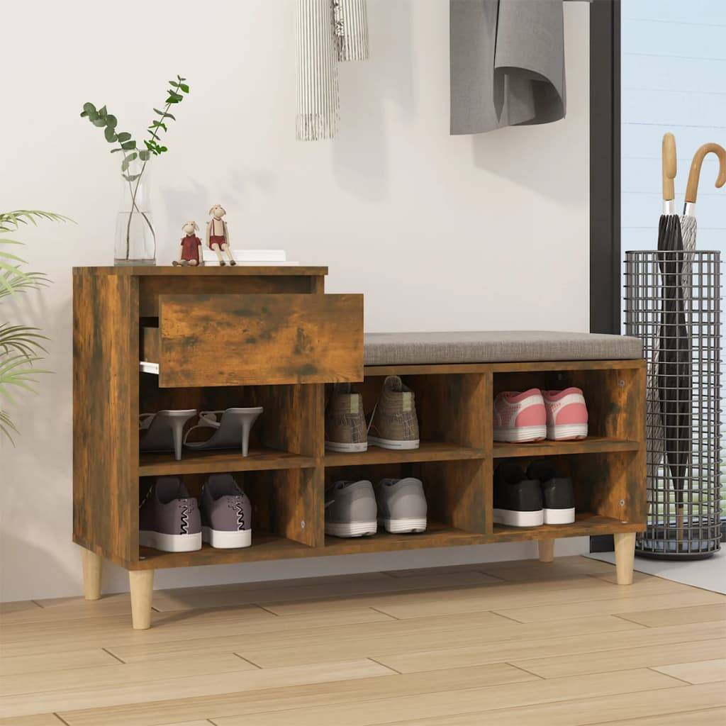 vidaXL Schuhregal Räuchereiche 102x36x60 cm Holzwerkstoff