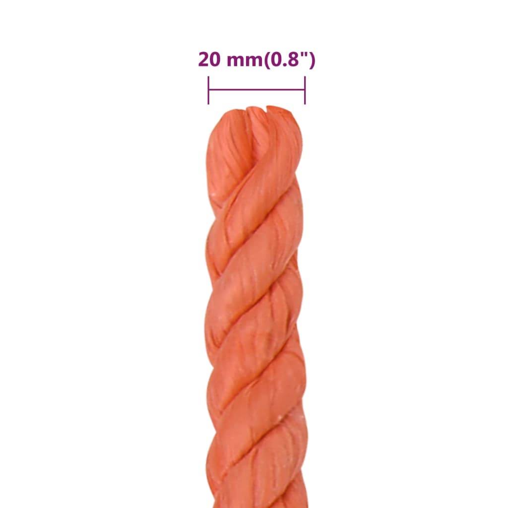 vidaXL Arbeitsseil Orange 20 mm 100 m Polypropylen