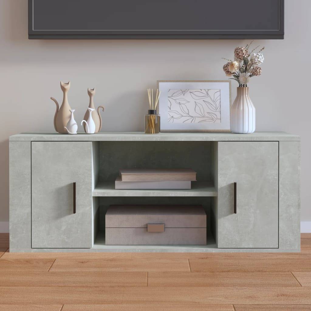 vidaXL TV-Schrank Betongrau 100x35x40 cm Holzwerkstoff