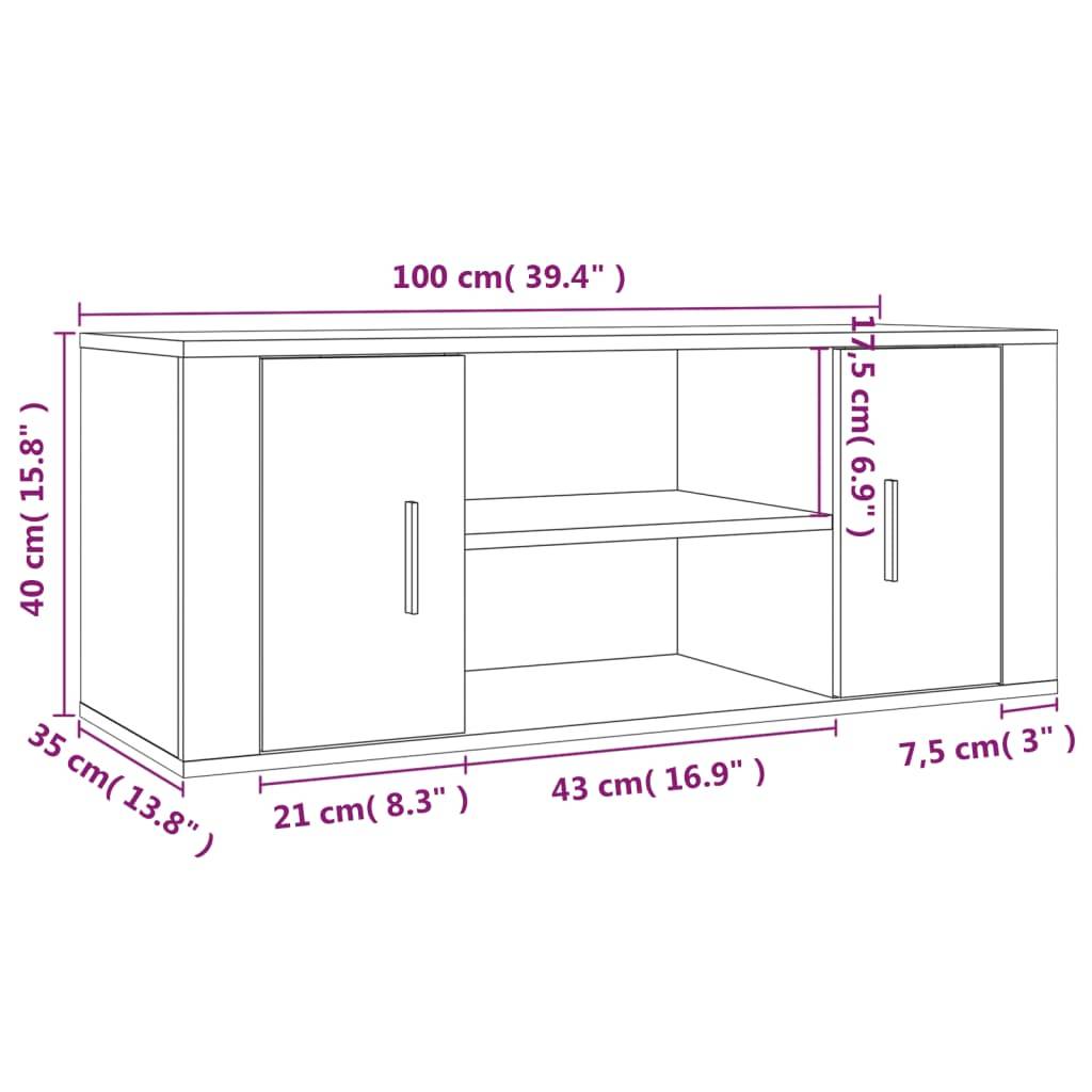 vidaXL TV-Schrank Betongrau 100x35x40 cm Holzwerkstoff
