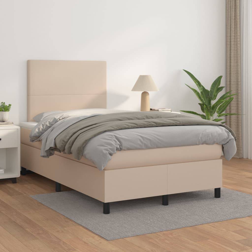 vidaXL Boxspringbett Matratze Cappuccino-Braun 120x200cm Kunstleder