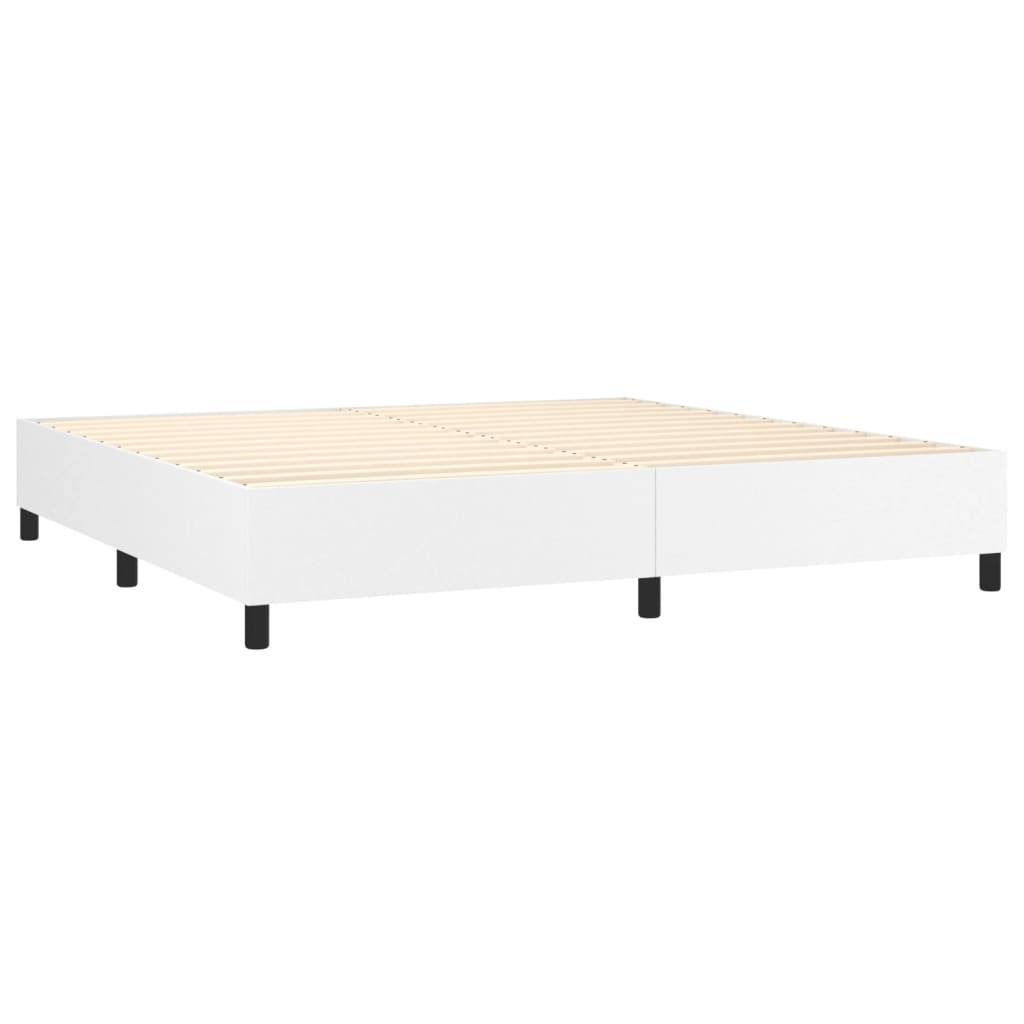 vidaXL Boxspringbett mit Matratze Weiß 200x200 cm Kunstleder