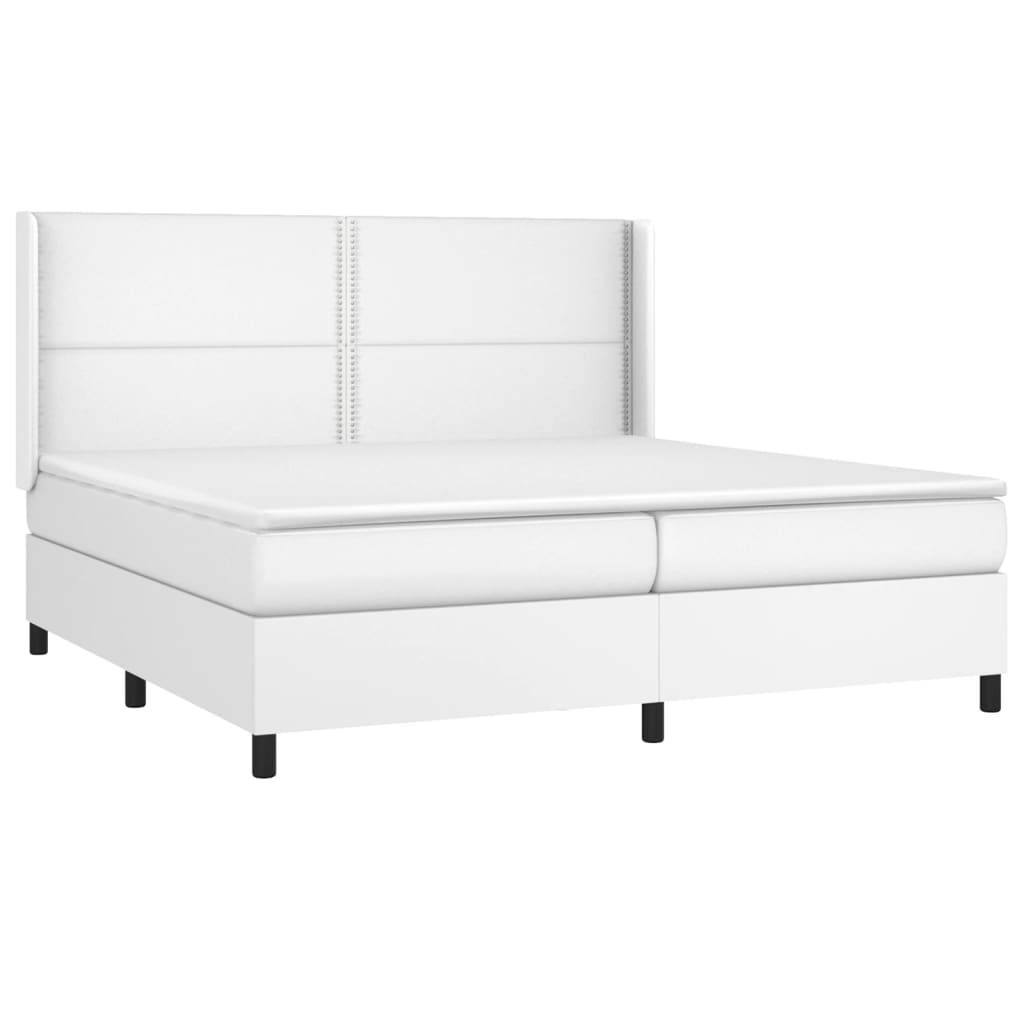 vidaXL Boxspringbett mit Matratze & LED Weiß 200x200 cm Kunstleder