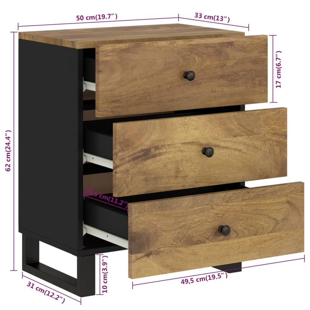 vidaXL Nachttisch 50x33x62 cm Massivholz Mango & Holzwerkstoff