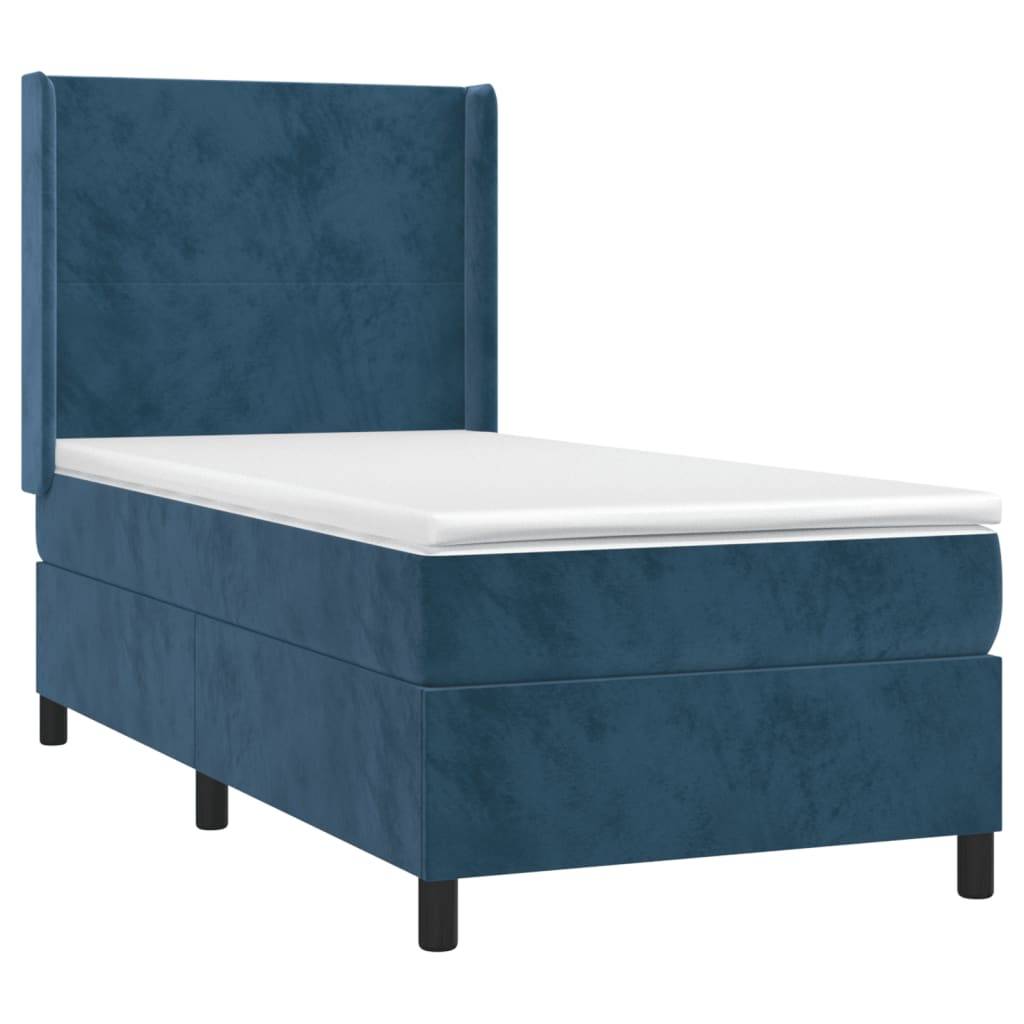 vidaXL Boxspringbett mit Matratze Dunkelblau 80x200 cm Samt
