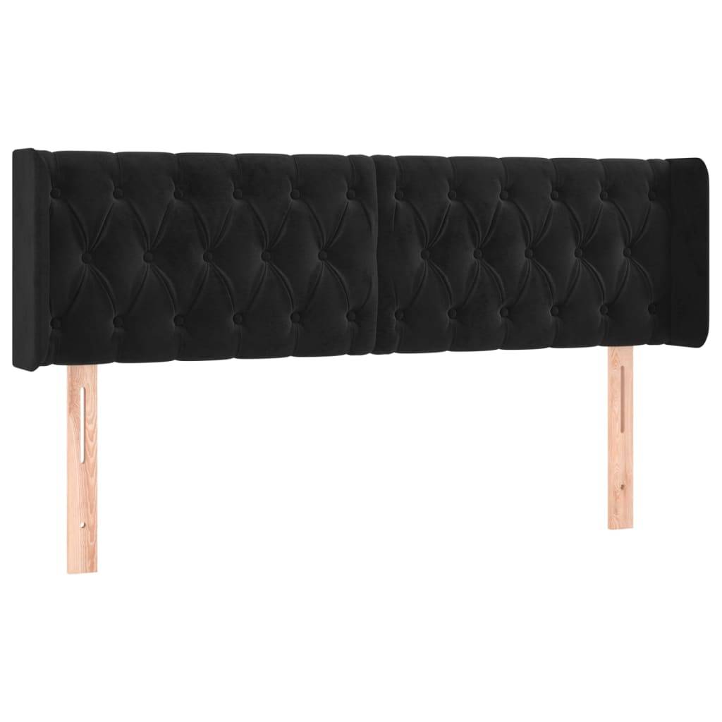 vidaXL LED Kopfteil Schwarz 163x16x78/88 cm Samt