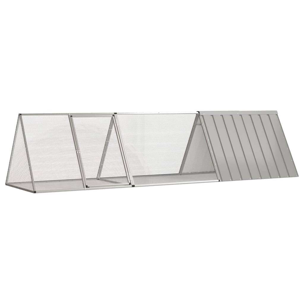 vidaXL Kaninchenkäfig Grau 302,5x80,5x71 cm Verzinkter Stahl