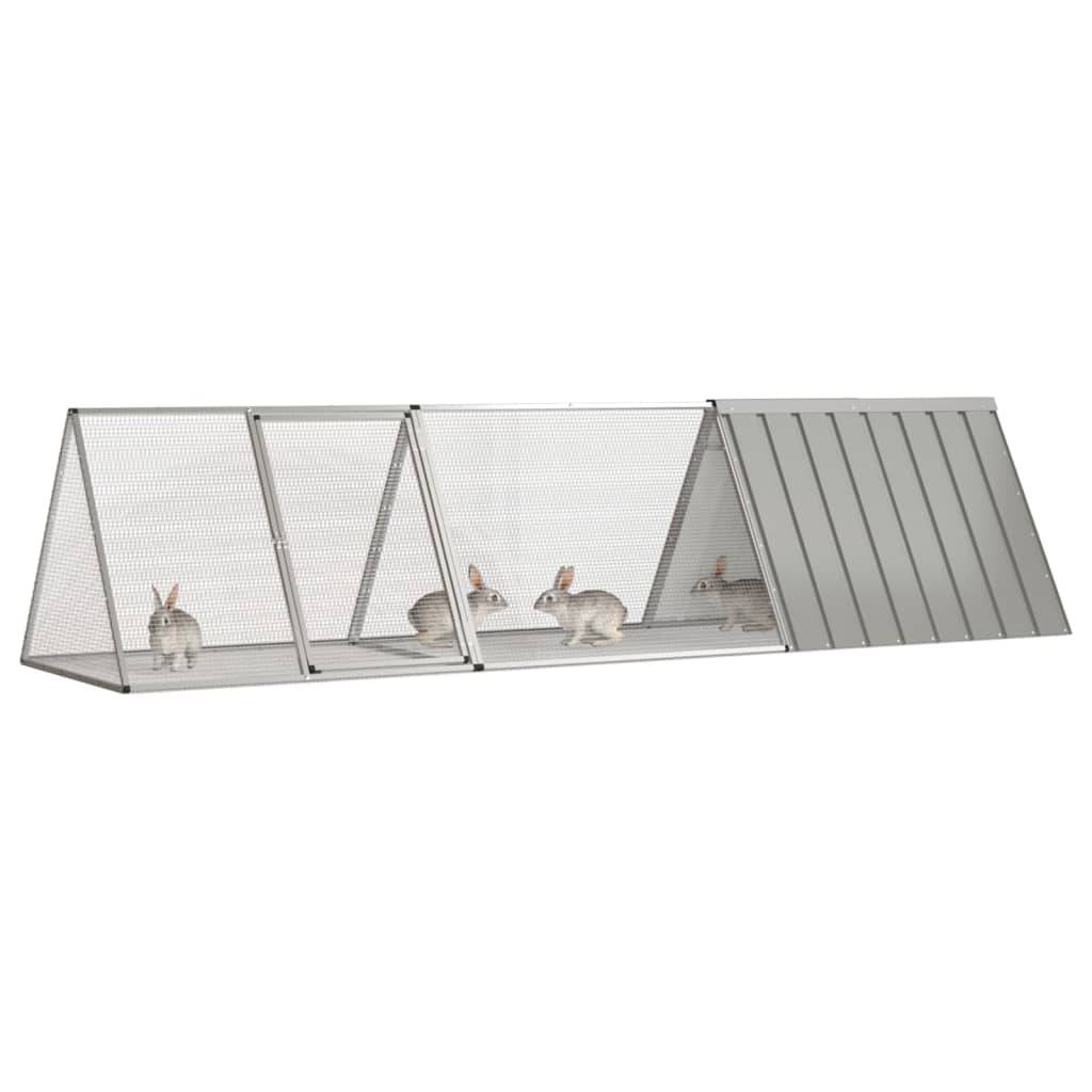 vidaXL Kaninchenkäfig Grau 302,5x80,5x71 cm Verzinkter Stahl