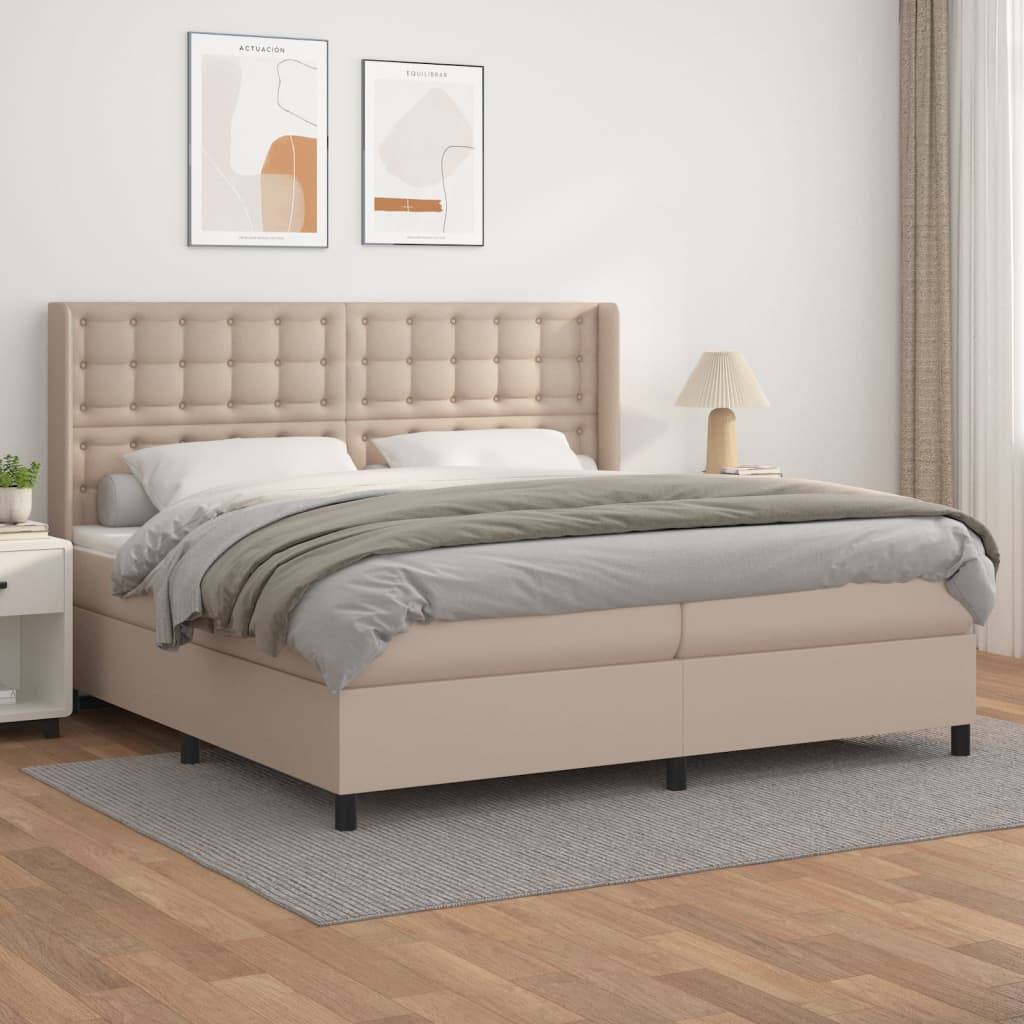 vidaXL Boxspringbett Matratze Cappuccino-Braun 200x200cm Kunstleder