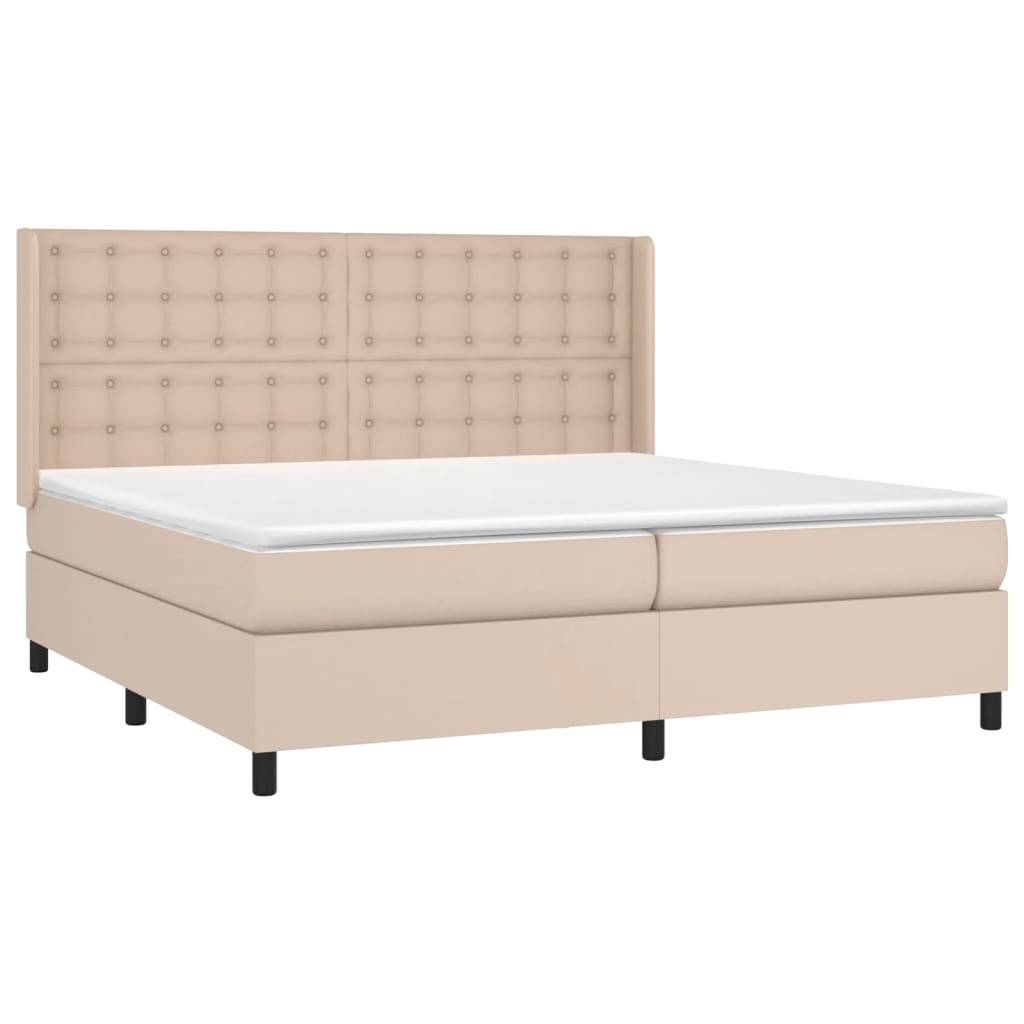 vidaXL Boxspringbett Matratze Cappuccino-Braun 200x200cm Kunstleder