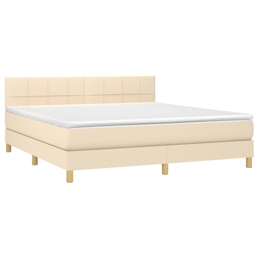vidaXL Boxspringbett mit Matratze Creme 160x200 cm Stoff