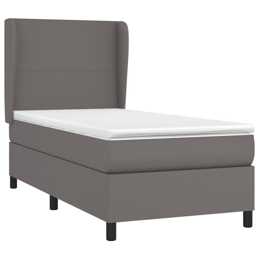 vidaXL Boxspringbett mit Matratze Grau 90x190 cm Kunstleder
