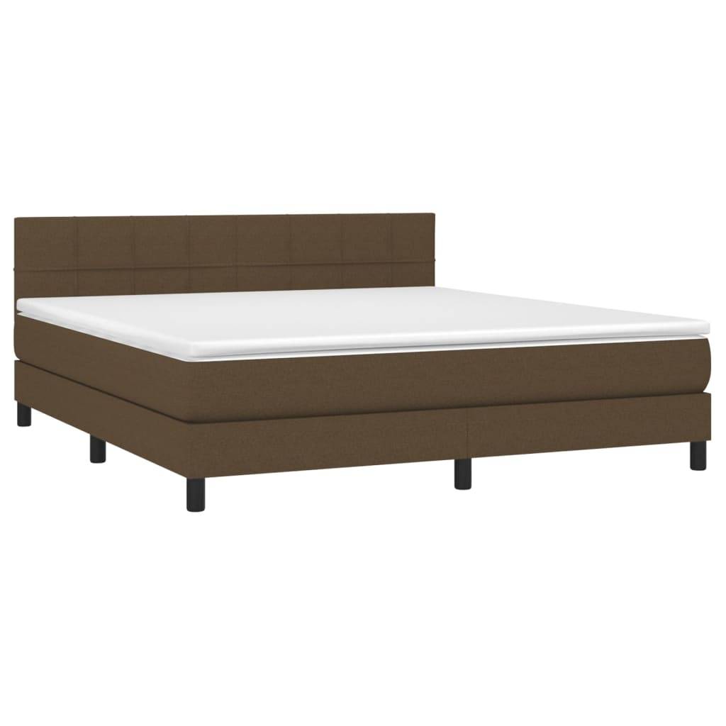 vidaXL Boxspringbett mit Matratze Dunkelbraun 160x200 cm Stoff