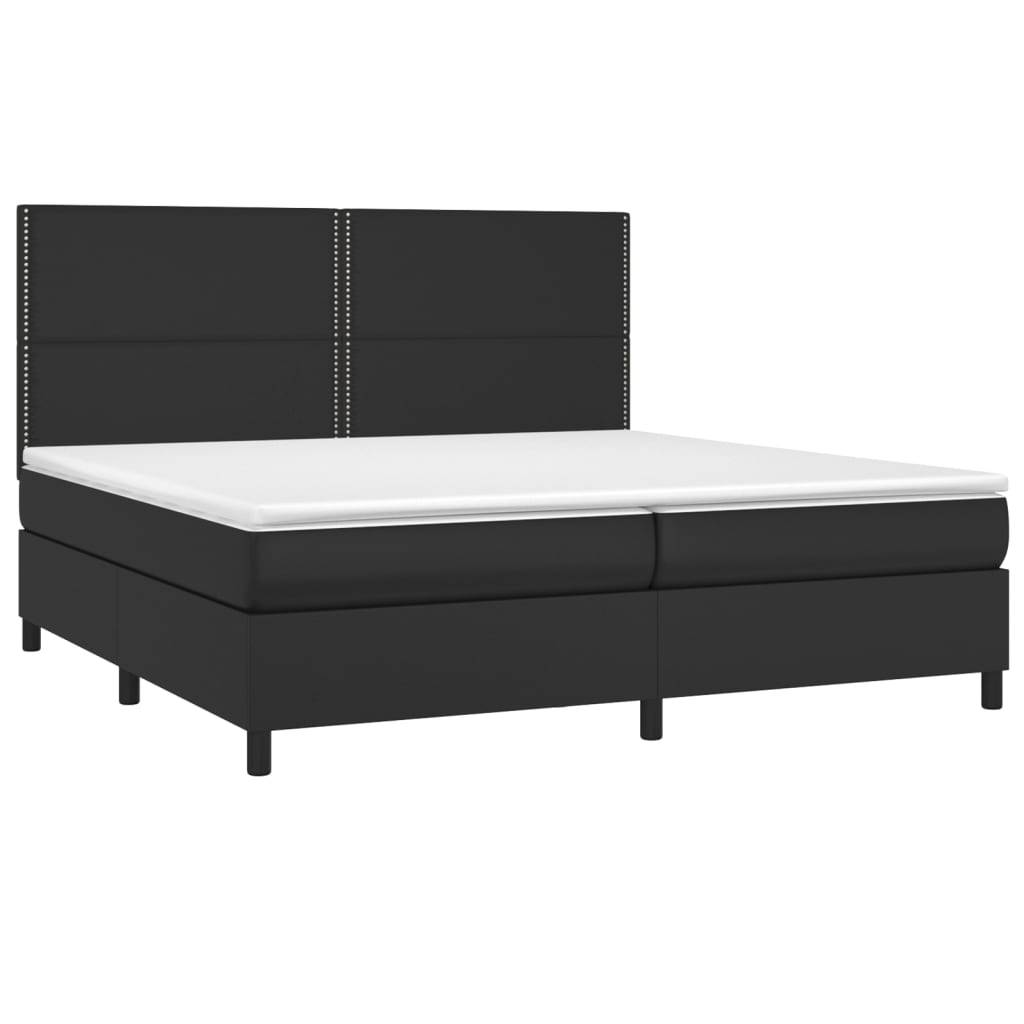 vidaXL Boxspringbett mit Matratze Schwarz 200x200 cm Kunstleder