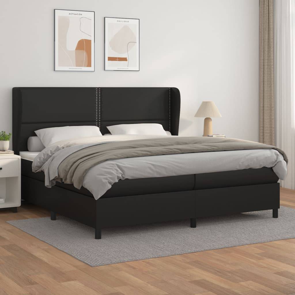 vidaXL Boxspringbett mit Matratze Schwarz 200x200 cm Kunstleder