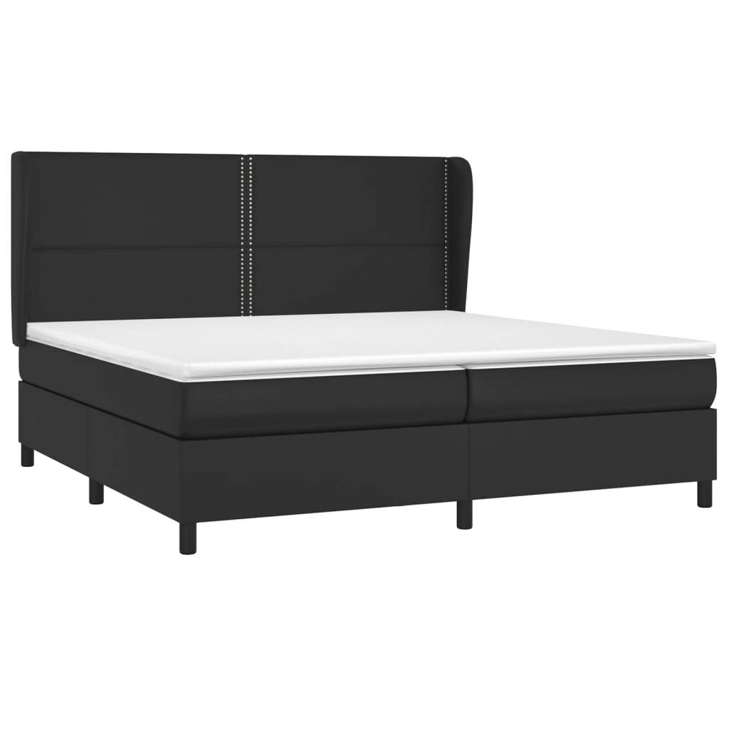 vidaXL Boxspringbett mit Matratze Schwarz 200x200 cm Kunstleder