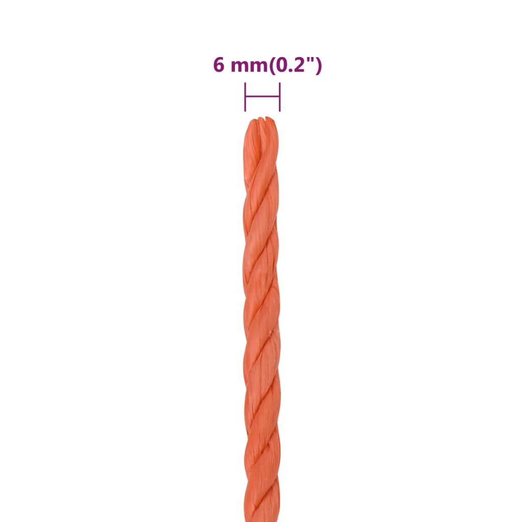 vidaXL Arbeitsseil Orange 6 mm 100 m Polypropylen