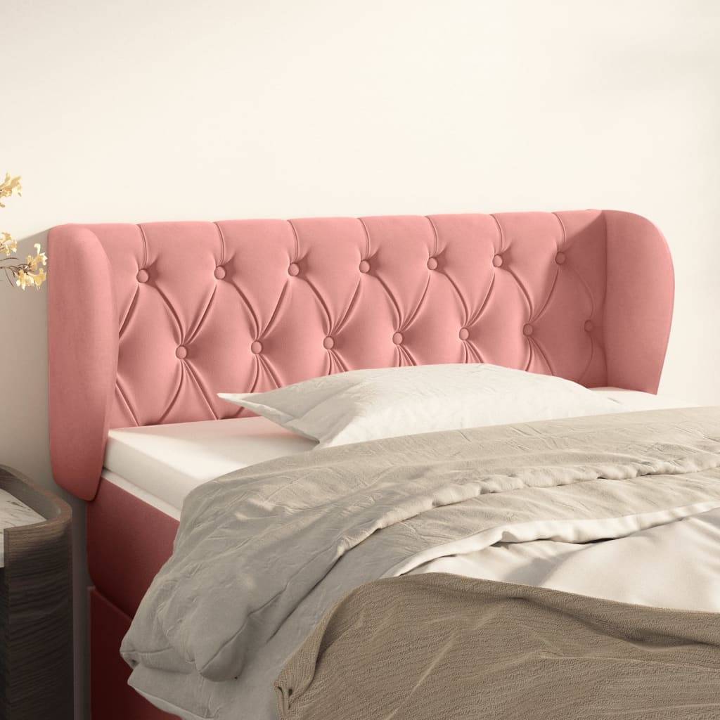 vidaXL Kopfteil mit Ohren Rosa 103x23x78/88 cm Samt