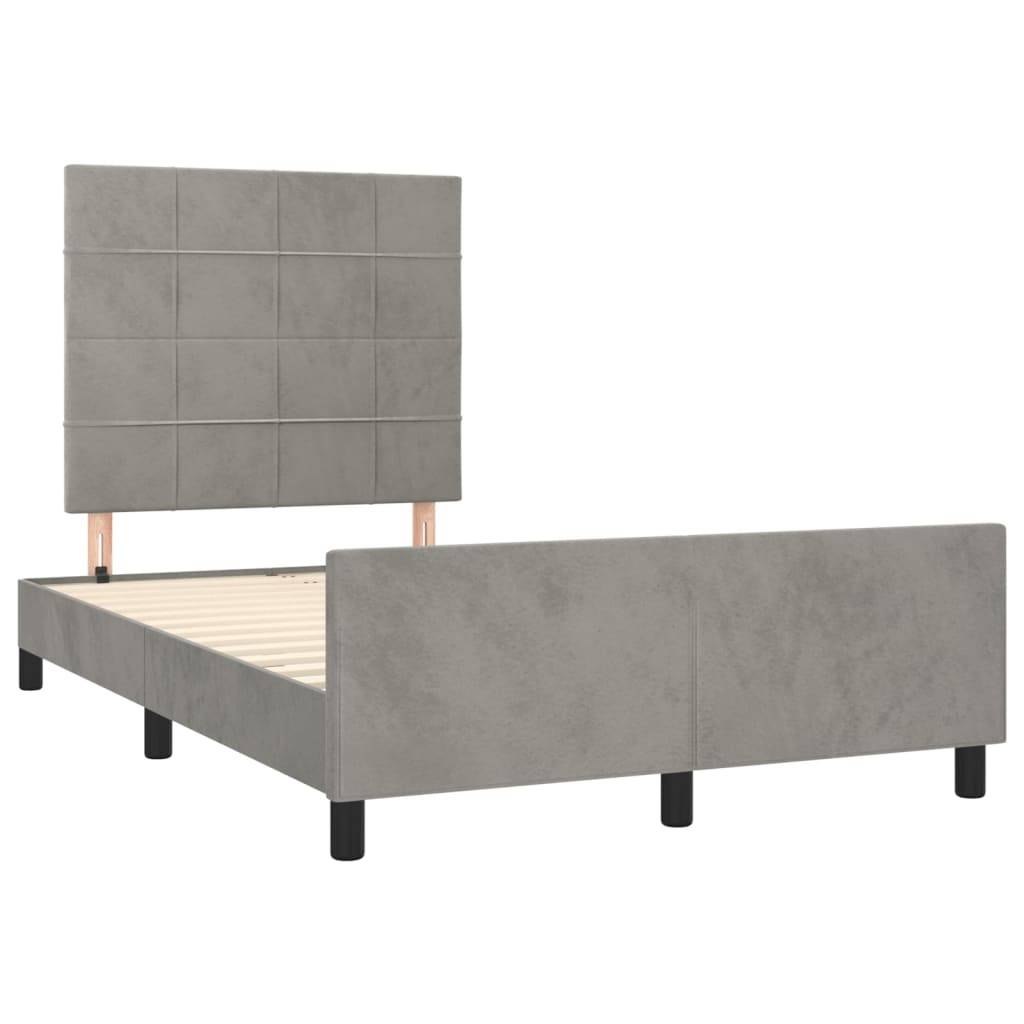 vidaXL Bettgestell ohne Matratze Hellgrau 120x190 cm Samt