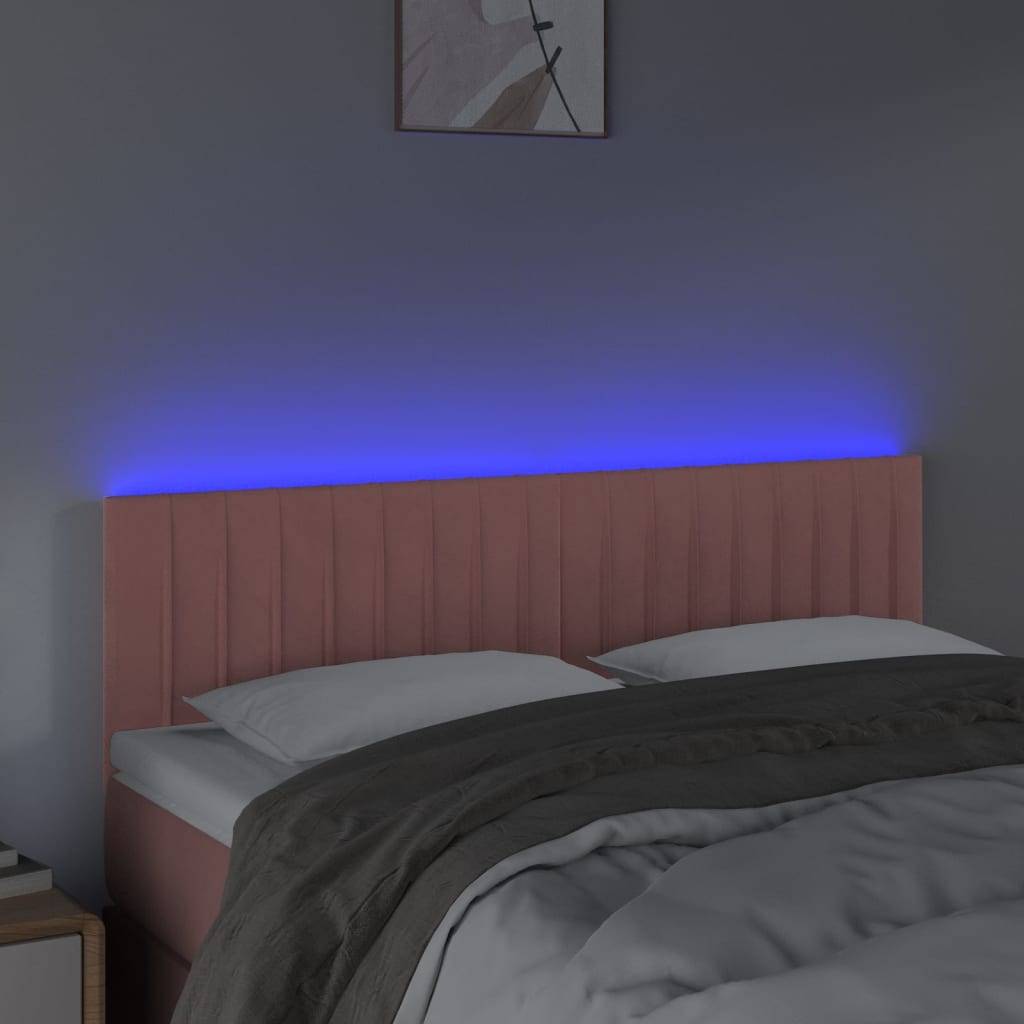 vidaXL LED Kopfteil Rosa 144x5x78/88 cm Samt
