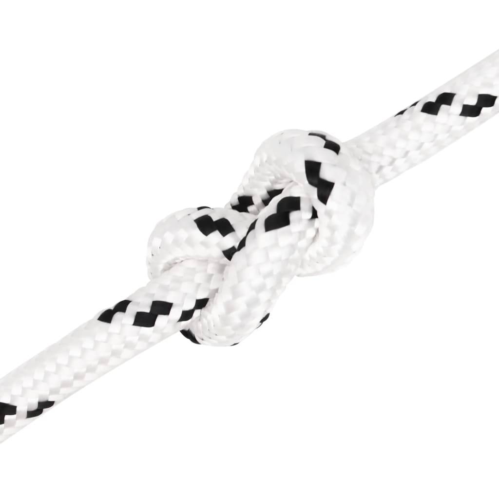 vidaXL Bootsseil Geflochten Weiß 14 mmx25 m Polyester
